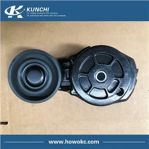Howo vg2600060313 tensiwn gwregys tryc pwli lliw du brand wmdi ar gyfer sinotruk howo